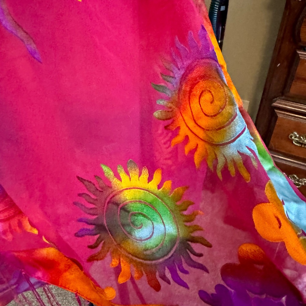 Vibrant Pink and Orange Swim Sarong - Picture 2 of 2